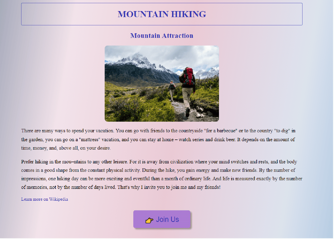 Hiking project preview